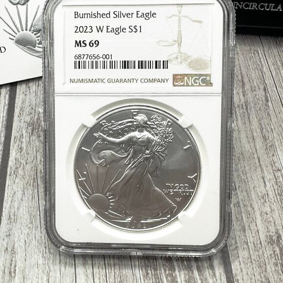 2023 W Burnished Silver Eagle NGC MS69 w/ Box & COA Fine Silver Coin - Picture 3 of 13